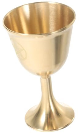 Alipis Cáliz De Latón Sólido Con Pentagrama Vaso Vintage Para Ceremonias y Rituales Espirituales Copa Mediana Para Altar y Decoración Mística Regalo Original Para Comunión