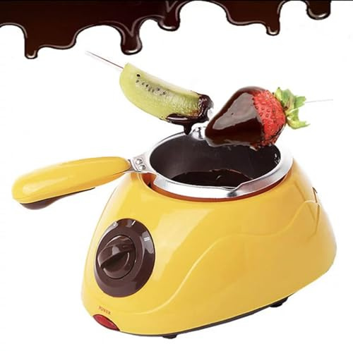 Wasd3Pods Juegos De Fondue para Chocolate Caliente Instantáneo, Chocolatera Eléctrica Pequeña, Máquina para Hacer Queso Y Dulces, Regalos De Cumpleaños para Niños/Taller para Fiestas,Yellow