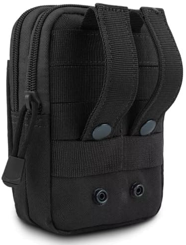 Taktische Gürteltasche MOLLE – Robuste Hüfttasche aus 800D Nylon | Wasserabweisende EDC Bauchtasche mit Handyfach & Karabiner | Outdoor Tasche für Camping, Wandern, Reisen, Festival (Schwarz)