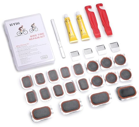 UYIii Bike Tire Repair Kit, Bicycle Inner Tube Patch Kit, with 20 PCS Vulcanizing Patches, for Bicycle, BMX, Motorcycle, and Inflatable Rubber