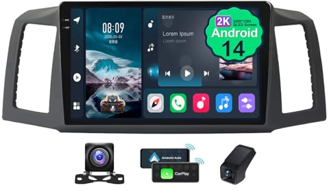 Android 14 Car Radio for Jeep Grand Cherokee 2004-2007 9.5 inch 2K Touch Screen Head Unit with CarPlay Android Auto Bluetooth FM RDS GPS Navigation SWC DSP 4G WiFi + Camera DVR(2K M700S)