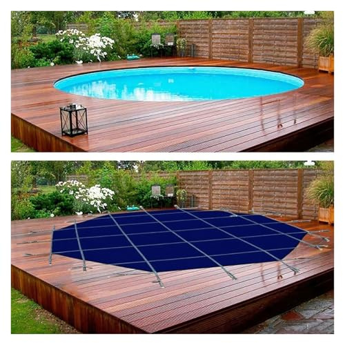 MZZKFC Heavy Duty Mesh Pool Cover for In-Ground Swimming Pools, Winter Pool Protector for Wooden Deck & Concrete Floor, 3 4 5 6 7 8 9 10 14 17 20 24 27 34 35 FT(Wooden Deck,7.6m-25')