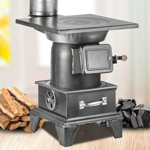 Tragbarer Holzofen aus Gusseisen zum Heizen, Grillen, Picknicken, Camping und Wasserkochen