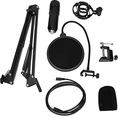 Spryflower USB Microphone Set, Microphone Kit with Bracket, Cardioid Condenser Mic for PC Gaming, Broadcasting, Home Recording, Includes, Shock Mount, USB Cable,