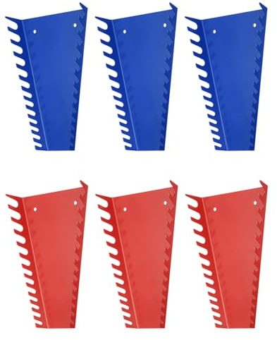 QUARKZMAN 6 Stück Metall Schraubenschlüssel Organizer 78-Schlitze Schraubenschlüssel Halter Schraubenschlüssel Ablage Fach Aufbewahrung Für Werkzeugkasten Passend Für Und SAE Blau Rot