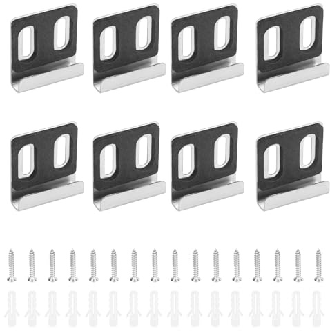 Diakey 8 Stück robuste Spiegel-Clips zum Aufhängen, Spiegelaufhängerhalter, rahmenlose Wandhalterung, Hardware für Bilderrahmen, Werbetafel, Silber