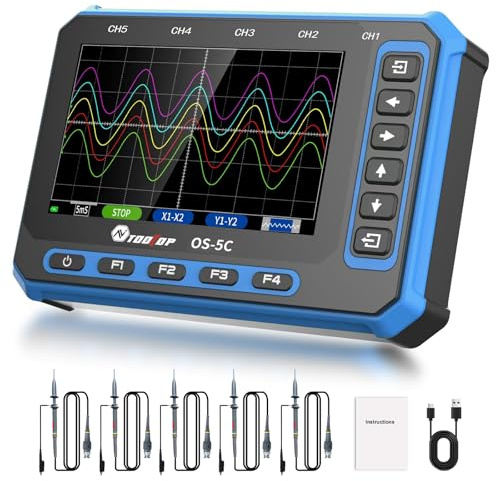 Tragbares Oszilloskop mit WIFI: Handheld Oscilloscope Zusatzsonde, 5 Kanal Digitaloszilloskop für Elektronik, KFZ und Multimeter Anwendungen Portable Handheld Five Channel Oscilloscope