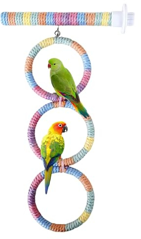 Kalttoy Vogelspielzeug aus Naturholz, Kauperlen, Kletterleiter und Schaukelspielzeug für Sittiche, Nymphensittiche, Papageien aus Naturholz, Hängebrücke, Schaukel