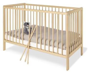 Pinolino - 111314 - Kinderbett Hanna (120 x 60 cm) - mit 2 Schlupfsprossen, aus vollmassiver Buche, unbehandelt