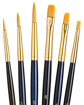 Princeton Real Value, Series 9100, Paint Brush Sets for Acrylic, Oil & Watercolor Painting, Syn-Gold Taklon (Rnd 1, 3, 5, Shader 2, 4, 6)