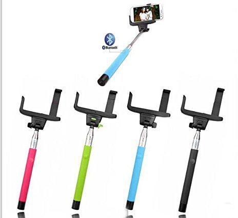 Selfie stick Extensible Poche Bâton Noire Télescopique avec Support Réglable Bluetooth sans fil à distance Camera déclencheur et support de téléphone universel Convient pour iPhone, Samsung, HTC, et autres appareils mobiles (Noir)