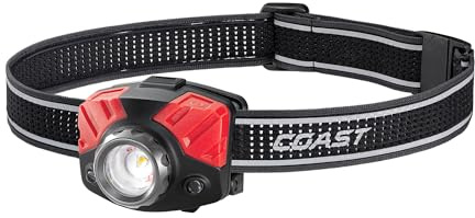 Coast FL75R 530 Lumen Twist Focus Wiederaufladbare Dual-Color LED Stirnlampe, Schwarz