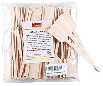 Gmark Green Product 6.25 Inch Wood Kayak Paddle Shape Sticks, Wood Stirrer for Honey, 100/Bag GM1035