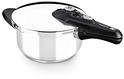 BRA Vitesse Olla Express de 4 Litros, Fabricada en Acero Inoxidable 18/10, Con 2 Programas de Cocción y Sistema de Bloqueo de Apertura, Aptas para Todo Tipo de Cocinas