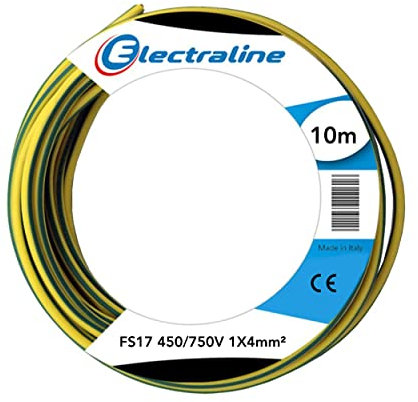 Electraline 13241 Cavo Unipolare FS17, 10 mt, sezione 1x4 mm² adatto per cablaggi di quadri elettrici, circuiti elettrici di ascensori, montacarichi