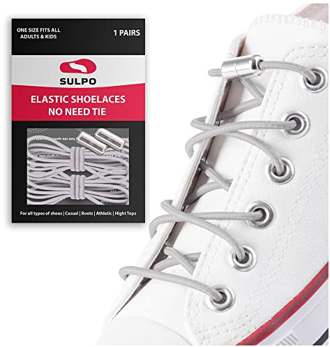 SULPO Elastische Gummi Schnürsenkel mit Metallverschluss – Ohne Binden – Gummischnürsenkel – Schnürsenkelersatz, Schleifenlose Schuhbänder – Gummischnürsenkel für alle Schuhe