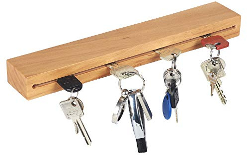 RICOO Schlüsselbrett aus Holz Schlüsselboard 30x5x3 cm Modern Wandhalterung Ablage SH430 Eiche Schlüsselhalter Wand Schlüsselleiste mit Ablagefläche Wandhaken Schlüsselhaken