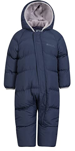 Mountain Warehouse Frosty Kids Junior Padded Snowsuit - Puffer Jacket with Central Zip, Hand & Foot Cuffs, Fleece Lined - Autumn Winter Travelling & Outdoors Navy Baby Size 18-24 Months