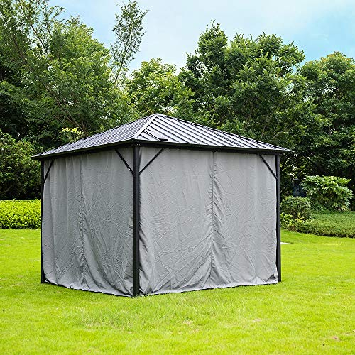 Home Deluxe - Vorhänge LED Solar Pavillon Azur - Farbe Grau - 100% Polyester - UV Beständig
