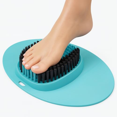 Vive Foot Scrubber for Shower - Dead Skin Exfoliator with Pumice Stone - Massager, Callus Remover, Circulation Booster, and Pain Relief - Nonslip Suction Cups