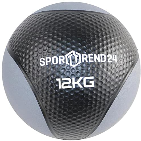 Sporttrend 24® Medizinball 1kg, 2kg, 3kg, 4kg, 5kg, 6kg, 7kg, 8kg, 9kg, 10kg, 12 kg in schwarz | Gewichtsball, Trainingsball, Gewicht Ball, Bälle, Fitness (Schwarz, 12 kg)