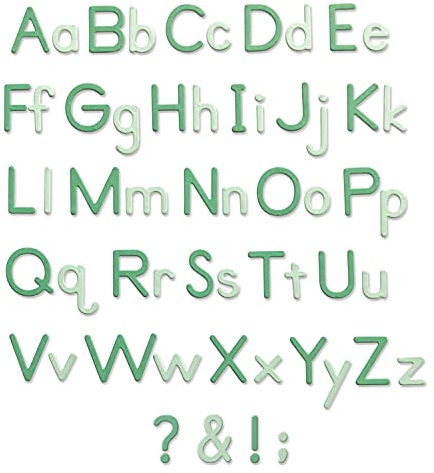 Sizzix Thinlits Die Set Essential Type by Lisa Jones | 92 Pack | Metal Cutting Dies for Cardmaking, Embossing, Journalling, Stencilling