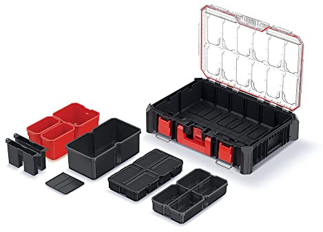 Kistenberg Sortierbox Sortimentsbox Kleinteile Magazin mit Boxen Fächer transparent Decker stapelbar 543 x 368 x 126 mm