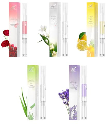 Nutrition Oil Pen, Nail Oil Cuticle, AISEELY 5pcs Mix Flavors Cuticle Oil Pens for Repairing Cracked Cuticle Oil for Nails, Random Color&Flavor, 5 Count (Pack of 1)