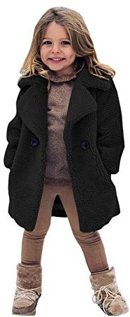 ARtray giacca trapuntata in pile per bambini giacca da esterno antivento spesso piumino per bambini, Nero , 2-3 Anni