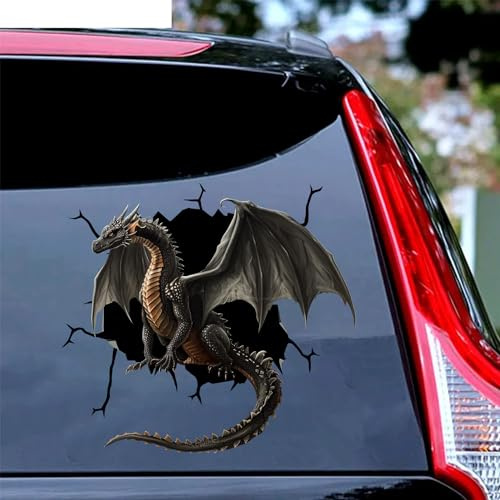 Ocean Gift Drachen-Auto-Aufkleber, feuerwehend, 3D-realistische Drachen-Aufkleber für Auto, mythische Vinyl-Aufkleber