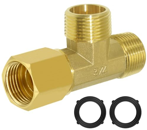 Joywayus Messing 1,9 cm GHT Außengewinde x 3/4 Zoll GHT Außengewinde x 3/4 Zoll GHT Innengewinde Gartenschlauch Gewinde T-förmig 3-Wege-Verbindungsstück Schlauchverschraubung Kupplungsadapter