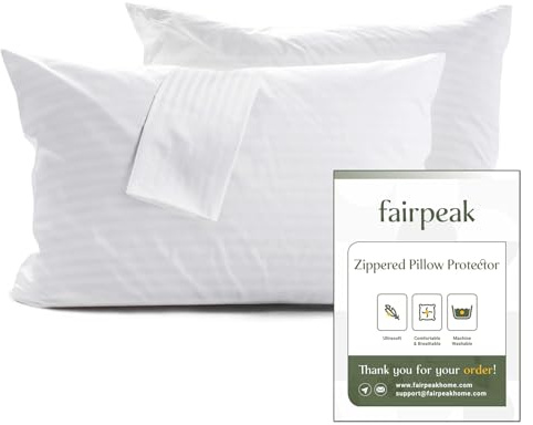 Fairpeak Fundas con Cremallera, Oeko-Tex, Talla Queen, Pack de 2 | Fundas OEKO-TEX de poliéster 100 % con cremallera, talla Queen, pack de 2, lavables a máquina para un cuidado fácil.