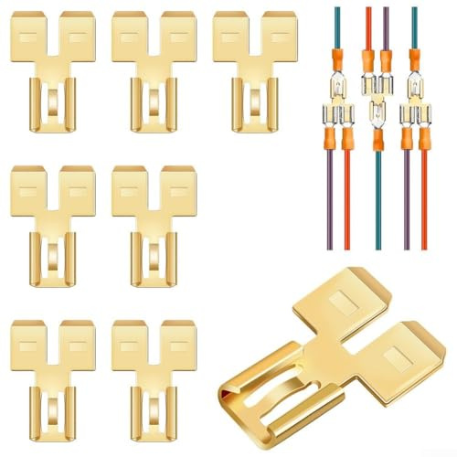 Feegow Electrical Connectors - 8/30pcs Spade Terminal Splitter Male Spade Quick Splice Crimp Terminals, Quick Disconnect Insulated Double Male Tab(8pcs)