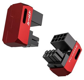 EZDIY-FAB Shield Series 8-Pin PCIe GPU Power Adapter,180-Grad U-Turn Abgewinkelter Anschluss,Aluminium Design für Grafikkarten-Standard Typ,Rot-2 Pack
