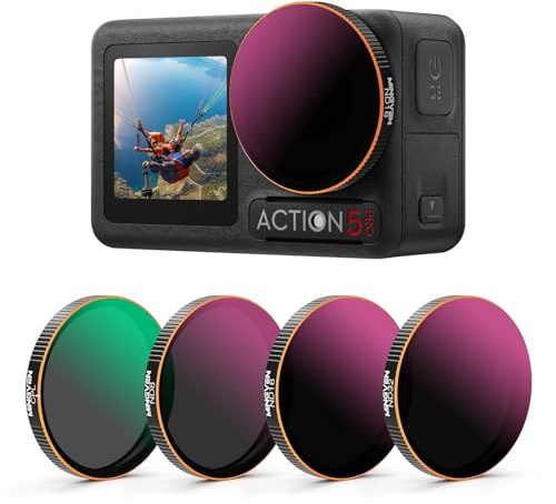 MINGVEN ND-Filter-Set für DJI Osmo Action 5 Pro, CPL + ND-Filter-Set, Kompatibel Mit Osmo Action 4/3 Zubehör, 4er-Pack (CPL, ND8, ND16, ND32)