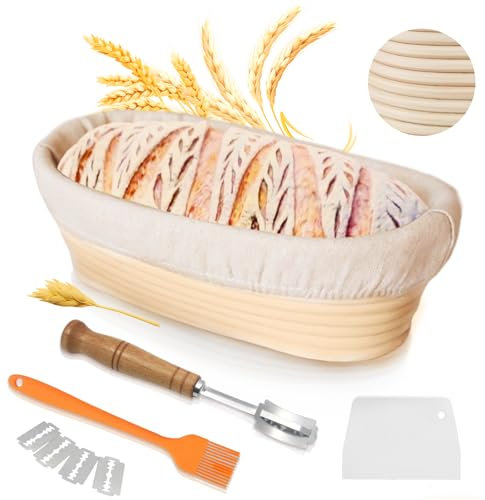LURNODY Cestino Ovale da 10 Pollici per Pane e Alimenti Fermentati, Cestini per Lievitazione e Conservazione
