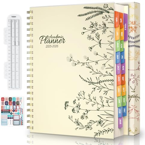 hi!SCI Jun 2025-Dec 2026 Academic Monthly Weekly Daily Planner for School, 19 Months Calendar 25-26 Planning Book with Colorful Tabs, 8.5 x 11 Mid Year College Organizer for Student Teacher (Beige)