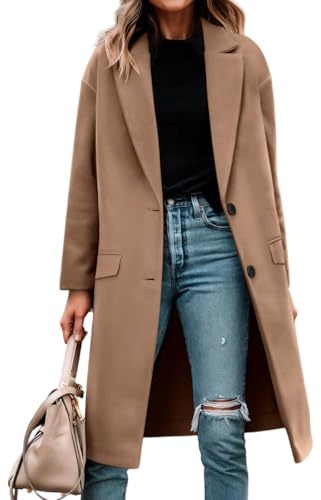 Genérico Abrigos De Invierno para Mujer Chaqueta Mujer De Tweed Trench Largo Ante Cuero Chaquetón Entretiempo 2025 Nuevo 2#Camello M