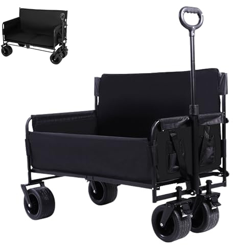 Strandvagn Vikbar för Camping, Picknick, etc. Trädgårdsvagn. Transportvagn med Väska och Justerbart Handtag. Skottkärra (93x45cm, 150L)