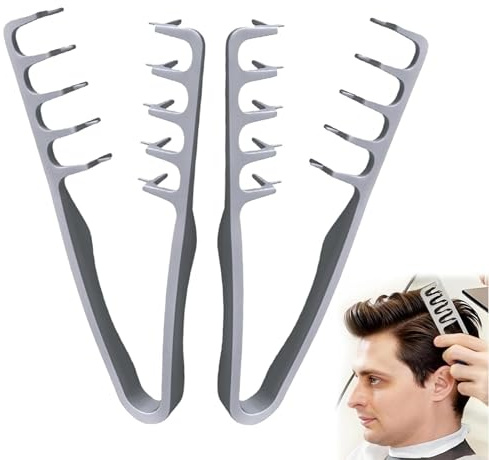 2Pcs Texture Comb - Wide Tooth Comb for Curls, Roots Volume Tool, Men Hair Styling Combs, Bangs Seam Grooming Accessory, Hair Pick Combs for Barber Hairdressing