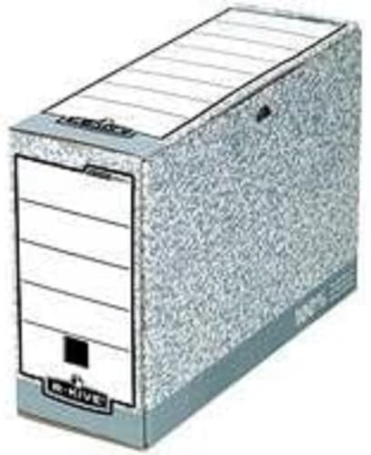 10 BANKERS BOX A4 System Foolscap Transfer Box Files - Cardboard Transfer Boxes for Foolscap, Folio and Paperwork - W12 x H25.5 x D36cm - Pack of 10 - Grey