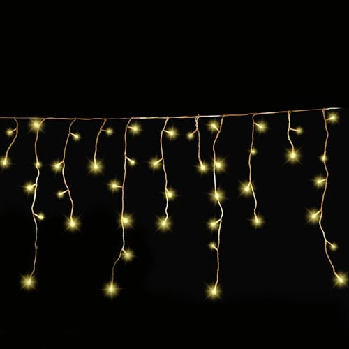 Gartenpirat Eisregen LED Lichterkette 12 m 480 LED bernsteinfarben Weihnachtsbeleuchtung Timer außen innen