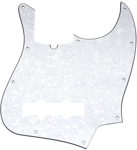 Musiclily Pro 10 Löcher J Bass Pickguard Schlagbrett für 4-Saiter American Jazz Bass, 4 lagig White Pearl