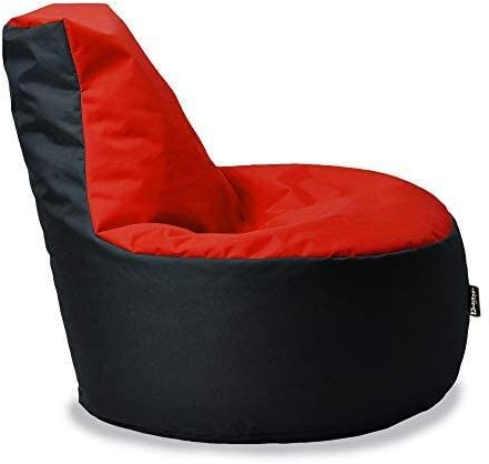 BuBiBag Gamer Sitzsack, Lounge Sessel, Gaming Sitzsäcke, Indoor & Outdoor Kissen für Kinder und Erwachsene (Rot-Schwarz;Ø:80cm)