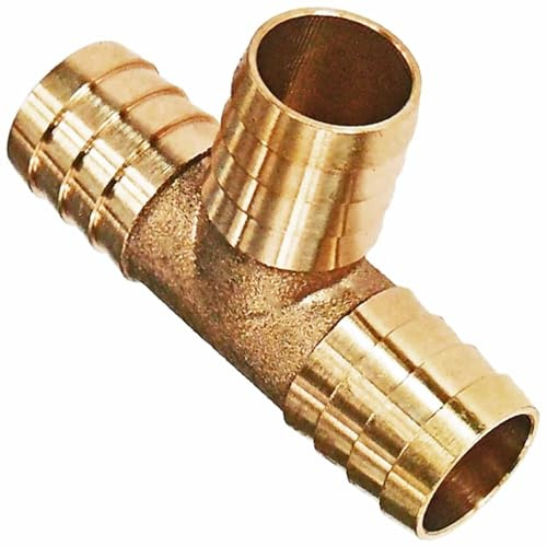 MegaHaustechnik Schlauchverbinder T-Stück, Tülle außen 19mm, Messing | Trinkwasser geeignet, Tülle-Außendurchmesser 19mm, Abzweig Verteiler