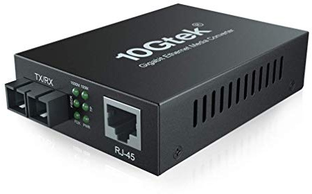 10Gtek Gigabit Ethernet Medienkonverter, mit Built-in 1Gb Multi-Mode SC Transceiver, Multi-Mode Dual SC Faser Connector, 1310nm, 2km