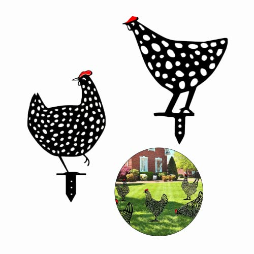 xlwen Gallinas Decorativas,2 Piezas Estatuas de Pollo,Patio de Pollo,Decoración del Arte del Suelo del Césped del Jardín de Forma Animal para Decoración de Jardín, Camino, Aceras, Jardín