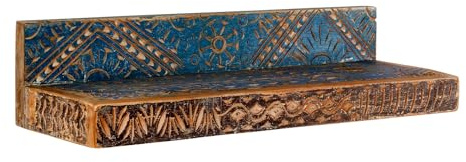 Woodkings® Bad Wandregal Blue Lagoon Massivholz Mango bunt rustikal Echtholz Badezimmerregal Badezimmerablage Badezimmermöbel