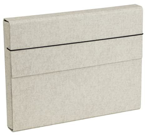 BIGSO OLOF A4 Mappe mit Gummiband – Aktenmappe aus Faserplatte und Papier in Leinenoptik – extra geräumige Sammelmappe für Dokumente, Akten, Unterlagen usw. – beige