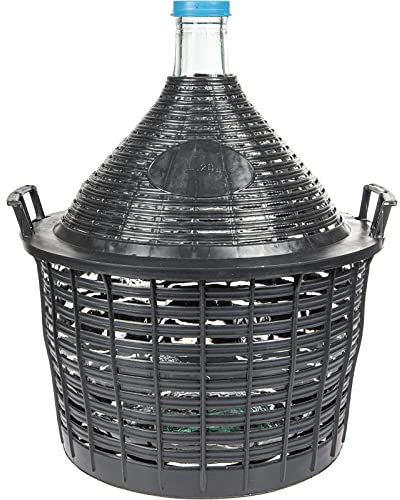AlcoFermBrew Garrafa de Vidrio para Vino 20L – para Almacenamiento y Maduración, Gran Capacidad, con Cesta Plástica